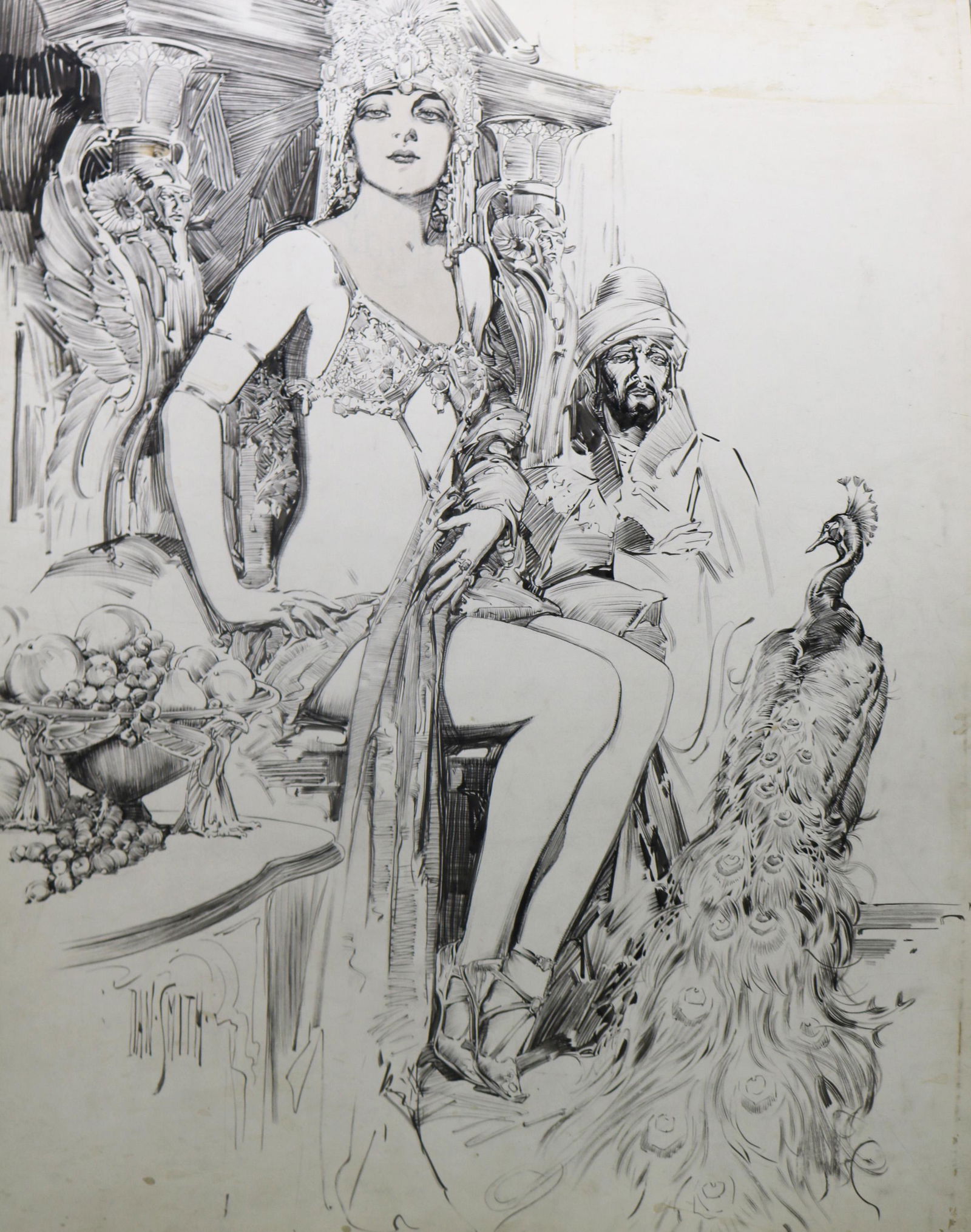 Dan Smith (NY 1865-1934) Queen of Sheba pen and ink illustration (1 of 12)