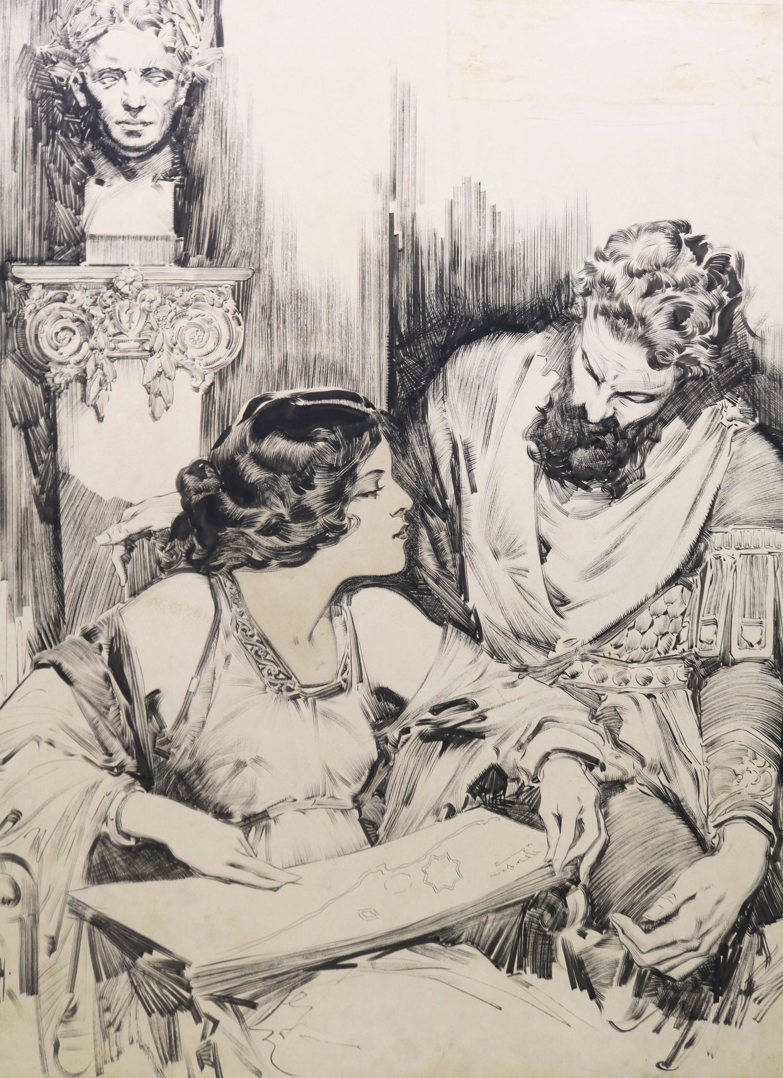 Dan Smith (NY 1865-1934) Aspasia pen and ink illustration (1 of 9)