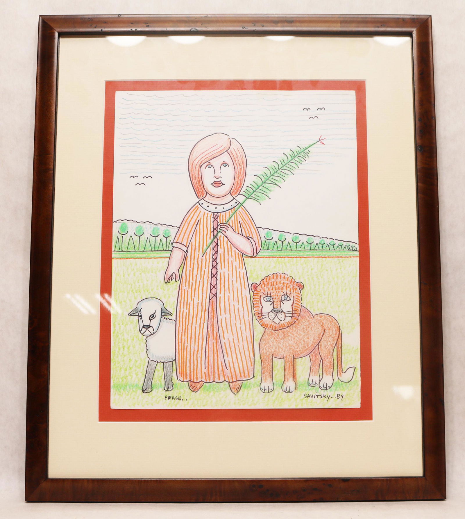 Jack Savitsky (PA, 1910 - 1991) folk / outsider art drawing (1 of 2)