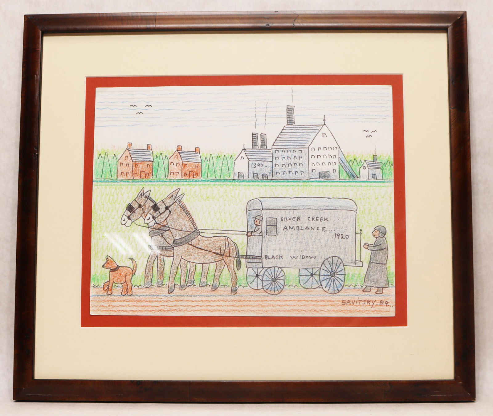 Jack Savitsky (PA, 1910 - 1991) folk / outsider art drawing (1 of 2)