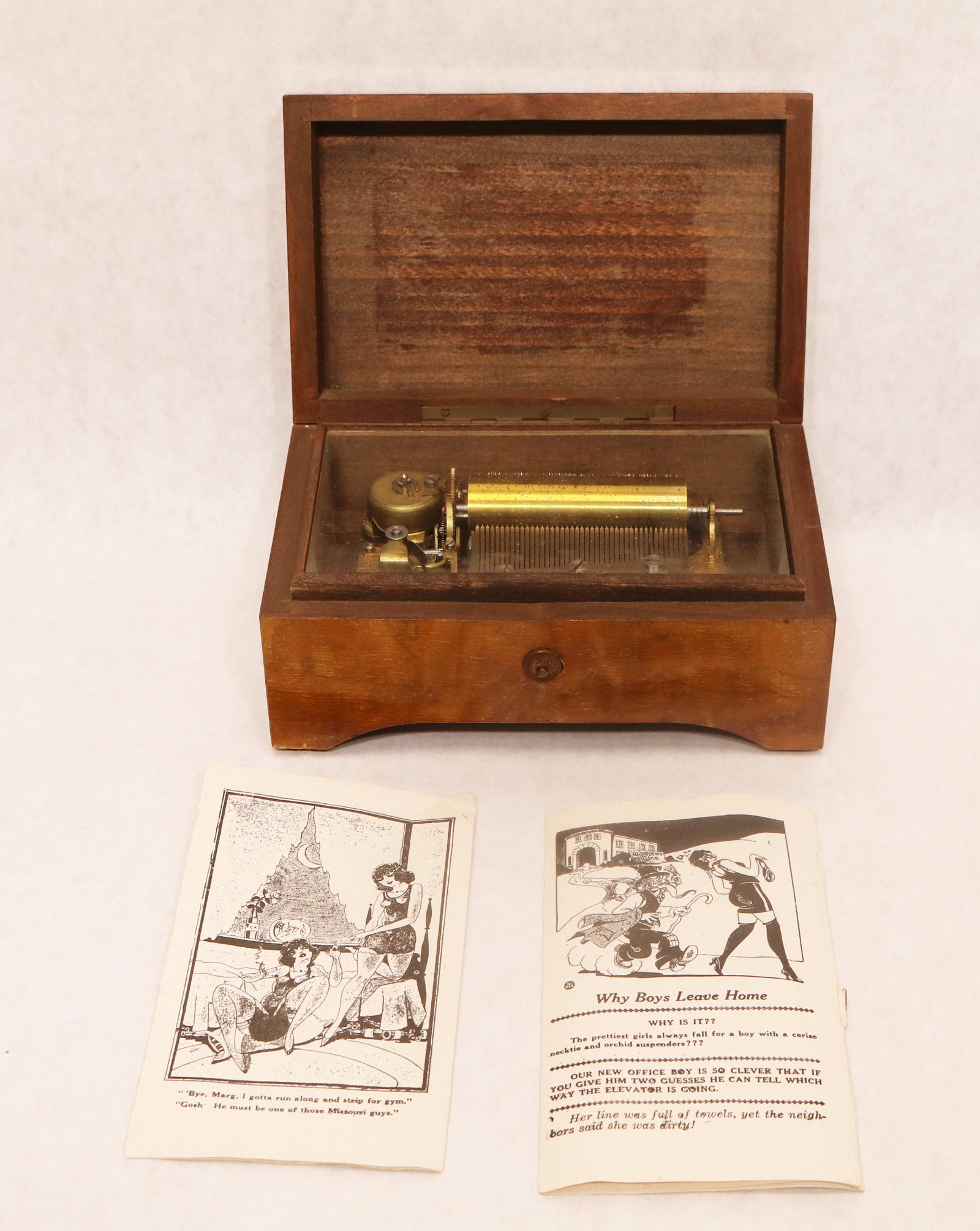 Continental walnut cased 2 1/2" cylinder music box (1 of 3)