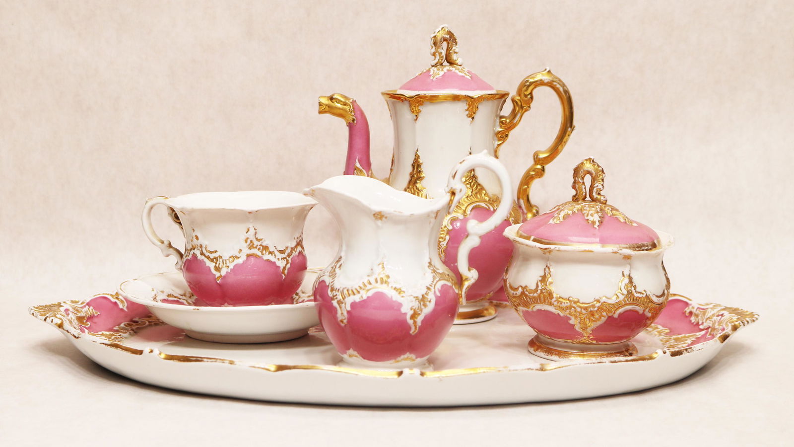 Meissen porcelain gold encrusted partial coffee service (1 of 6)