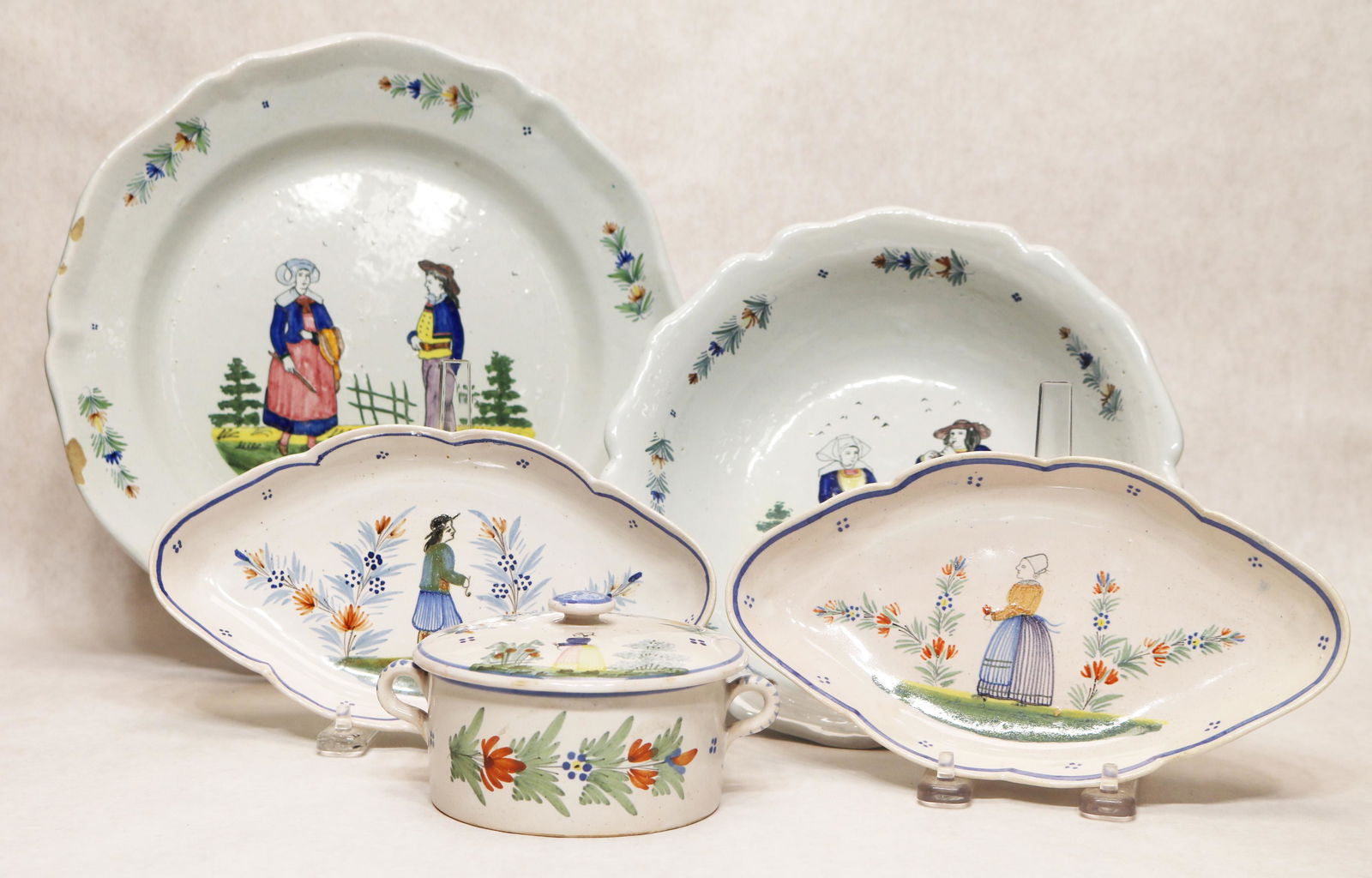 Group of H.B. Quimper French faience pottery (1 of 11)