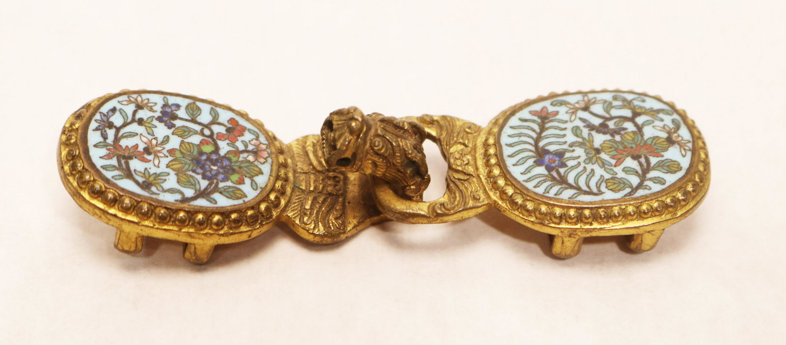 Chinese cloisonne enamel gilt bronze belt hook (1 of 7)