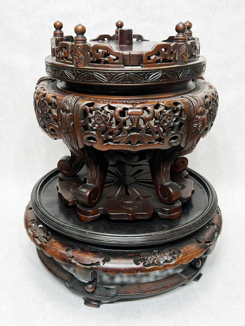 Two Chinese Carved Wood Stands (1 of 8)