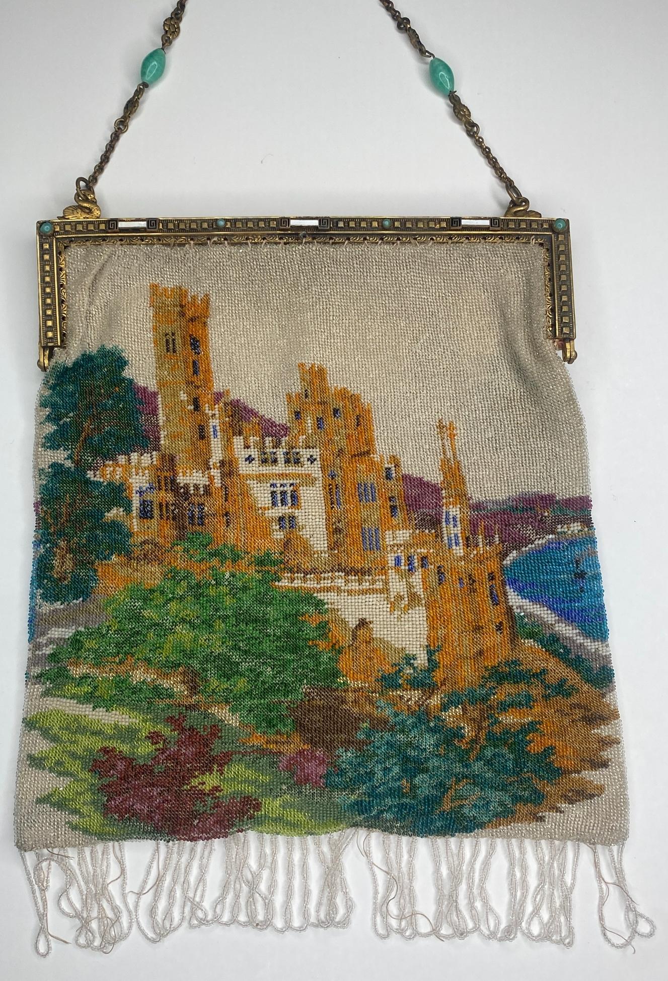 Micro Beaded Castle Hand Bag With Enameled Frame (1 of 15)