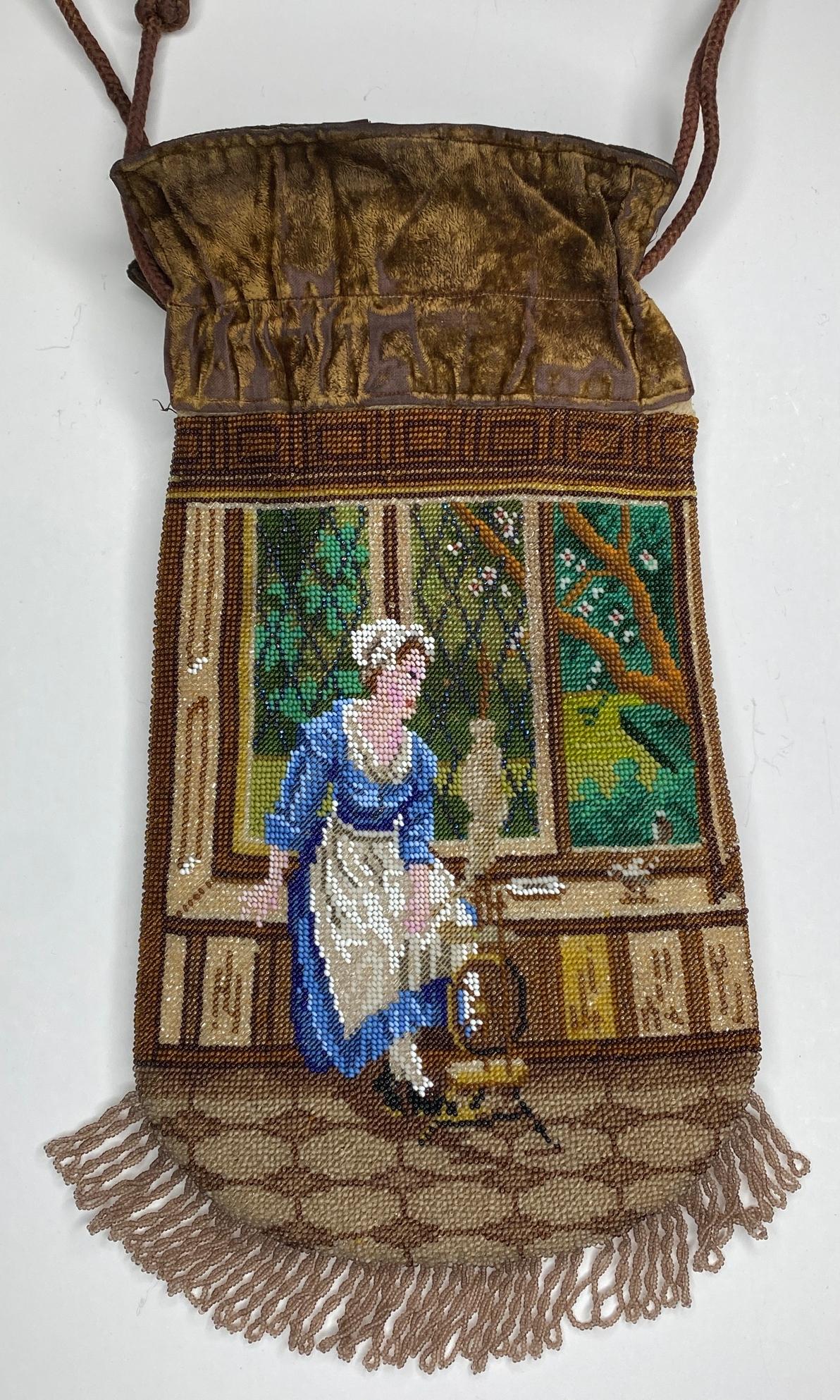 Micro Beaded Girl In Window Draw String Bag (1 of 10)