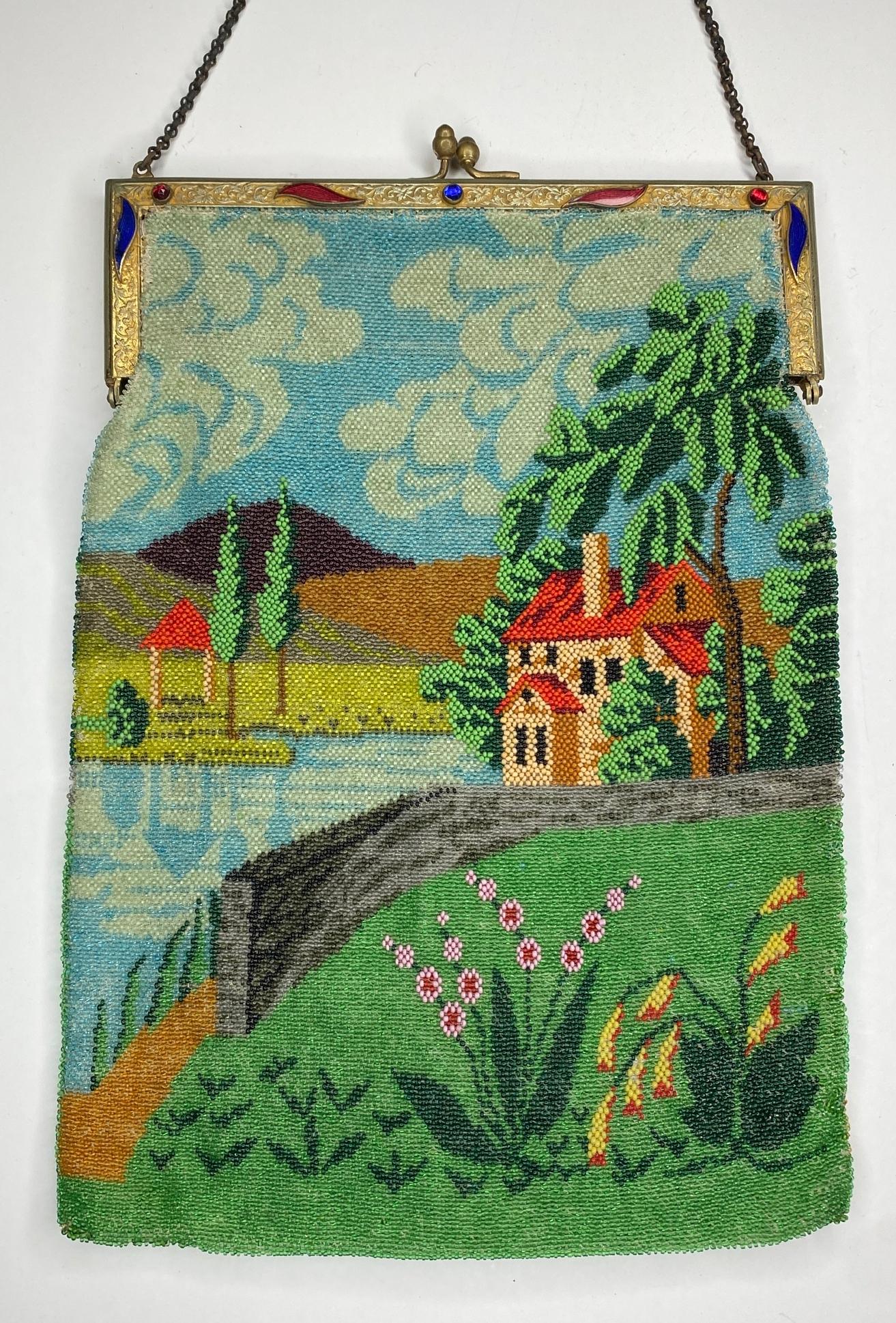 Micro Beaded Handbag With House And Lake Scene (1 of 12)