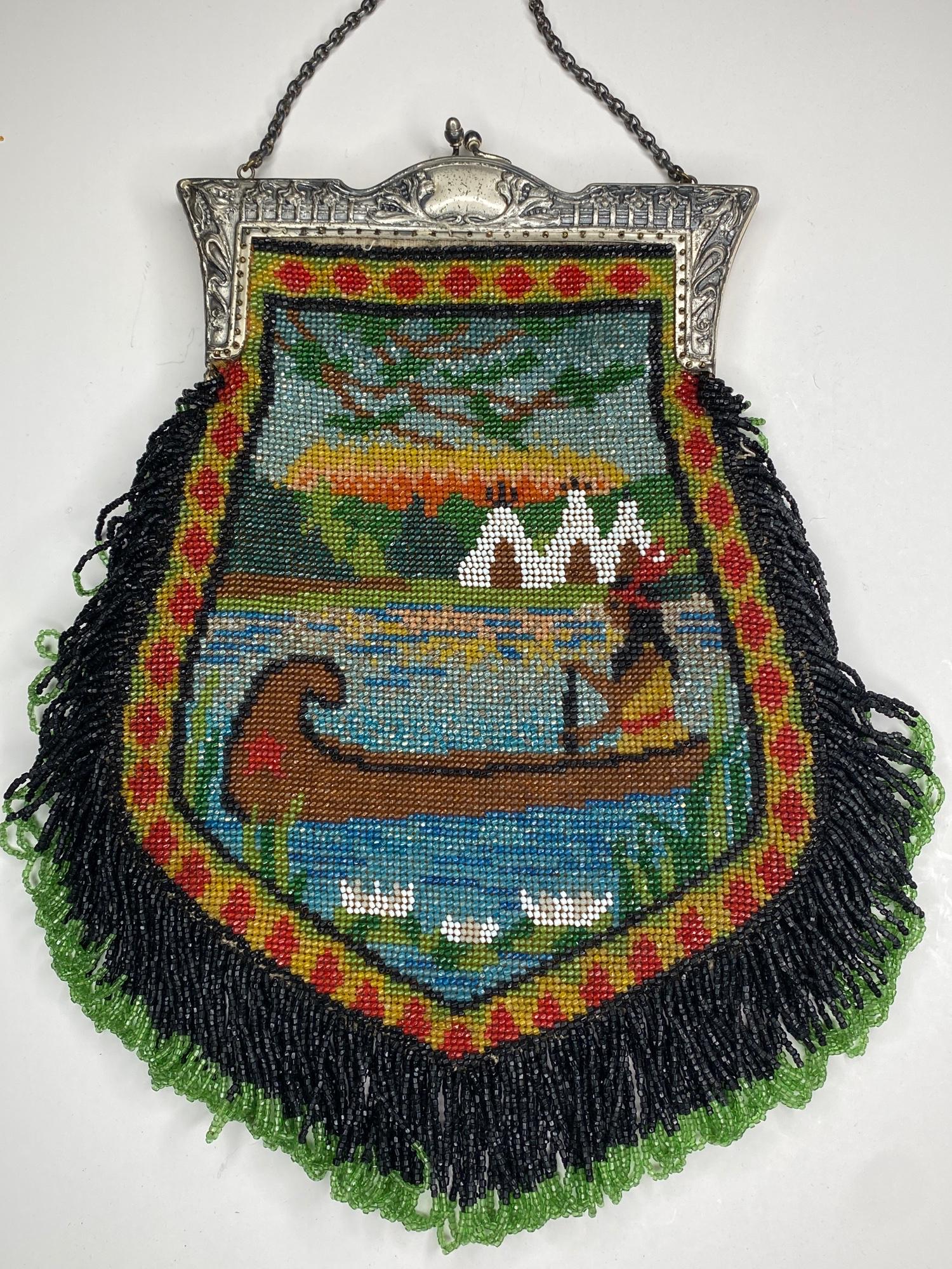 Micro Beaded Native In Canoe Hand Bag (1 of 13)