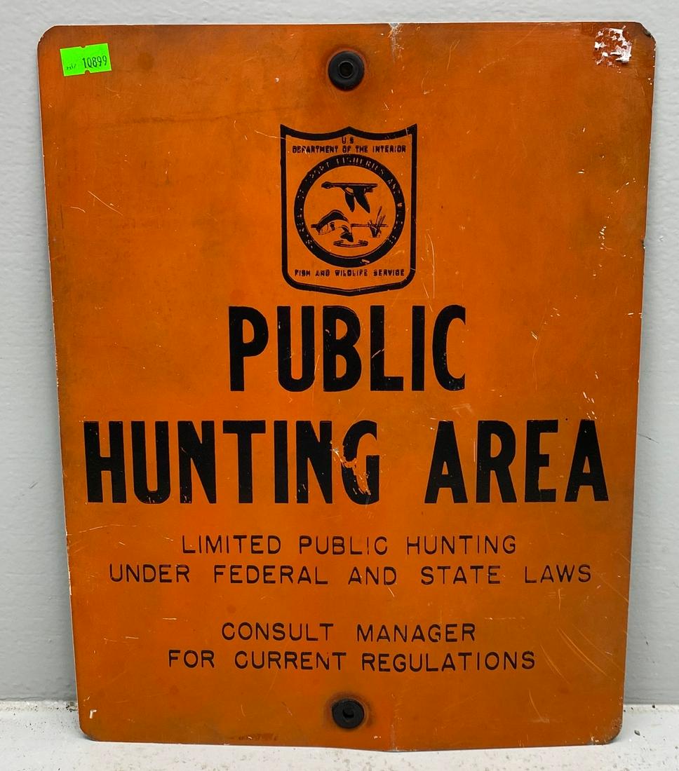 Vintage Public Hunting Area Metal Sign, 11" X 14" (1 of 5)