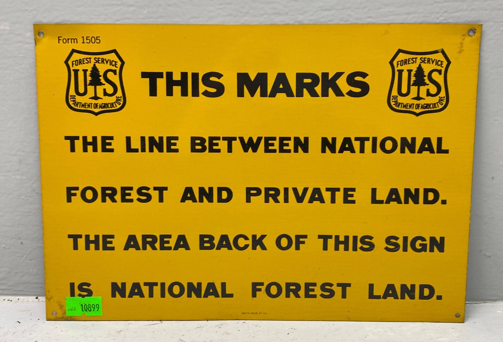 Vintage US Forest Service Metal Boundary Sign (1 of 4)