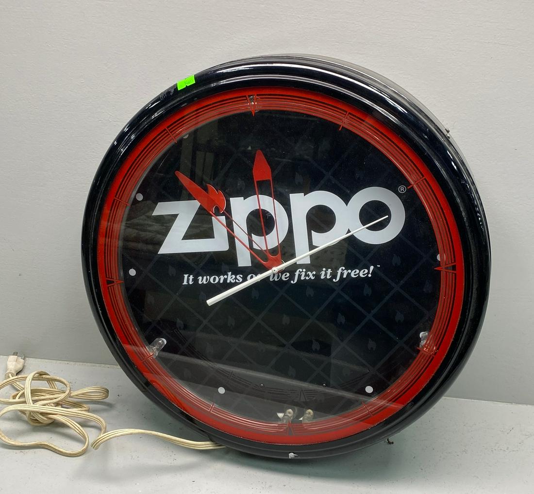 Zippo Neon Lighted Advertising Clock (1 of 6)
