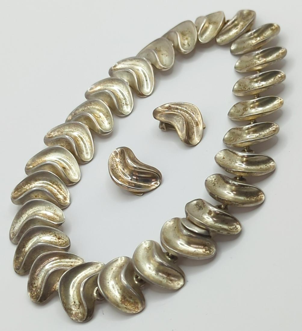 ANTON MICHELSEN; Modernist Sterling Silver Necklace And Earrings (1 of 9)