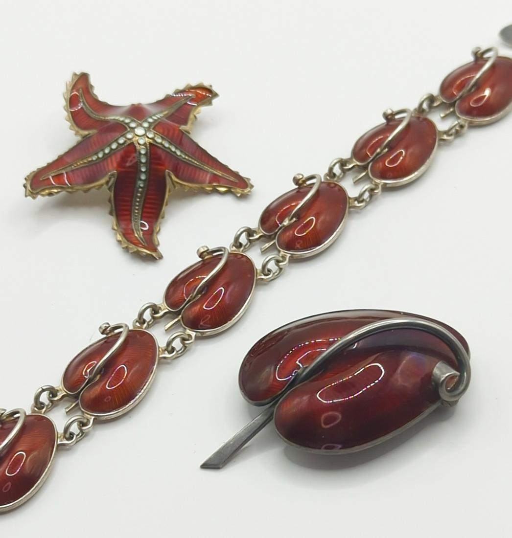 VOLMER BAHNER / NORWAY; Assorted Sterling Silver Enamel Jewelry (1 of 11)