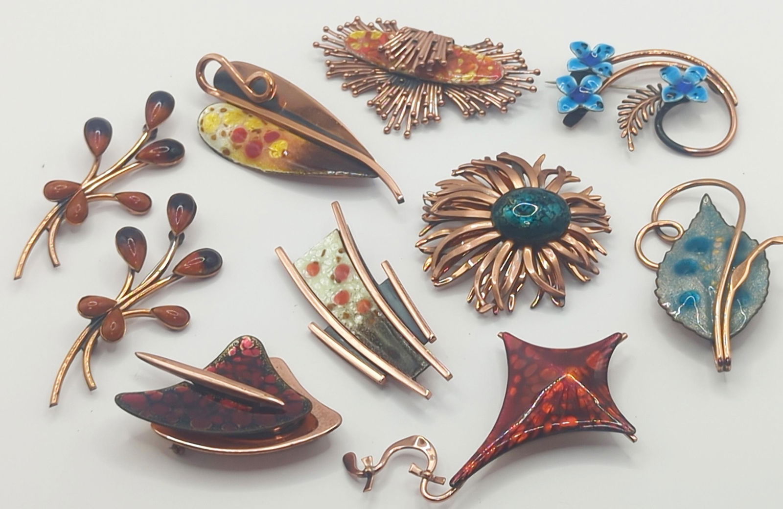 MATISSE RENOIR; Ten Modernist Enamel On Copper Brooches (1 of 14)