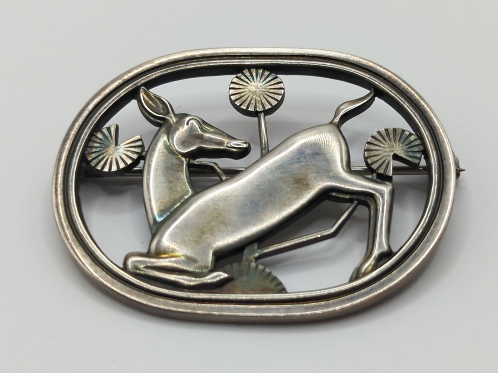 GEORG JENSEN; Modernist Sterling Silver Antelope Brooch #256 (1 of 4)
