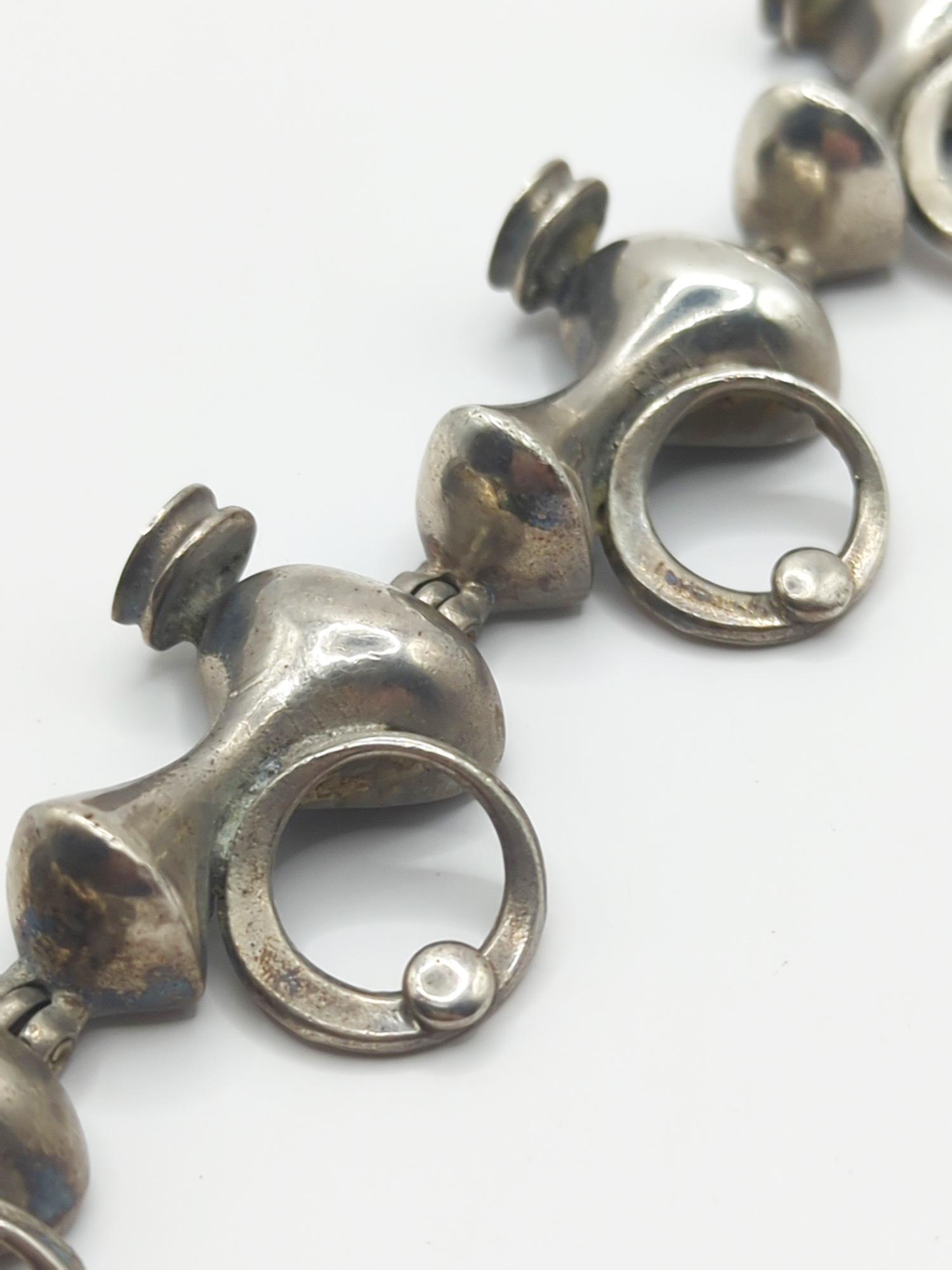 JORMA LAINE; Modernist Sterling Silver Bracelet: Finland, 20th century. 8" long, 80 grams. Good condition.