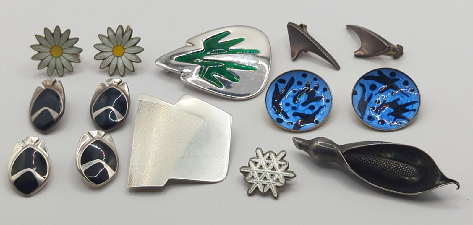 SCANDINAVIAN, VARIOUS MAKERS; Modernist Sterling Silver Jewelry (1 of 10)