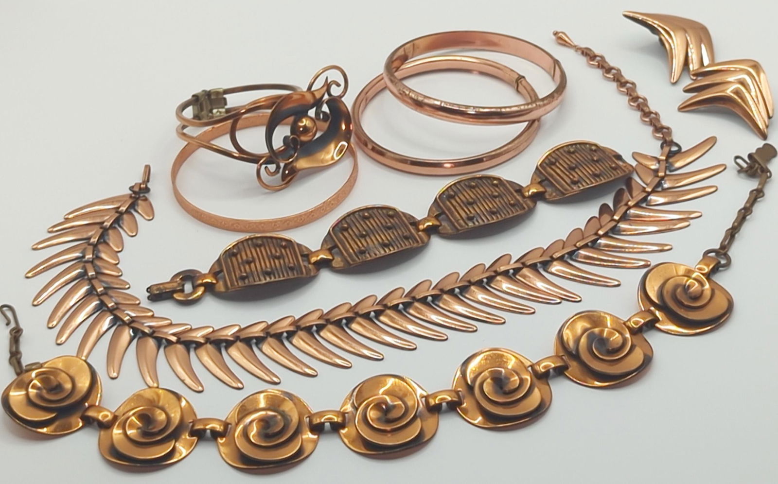 MODERNIST COPPER JEWELRY; Assortment Of Eight Pieces (1 of 10)