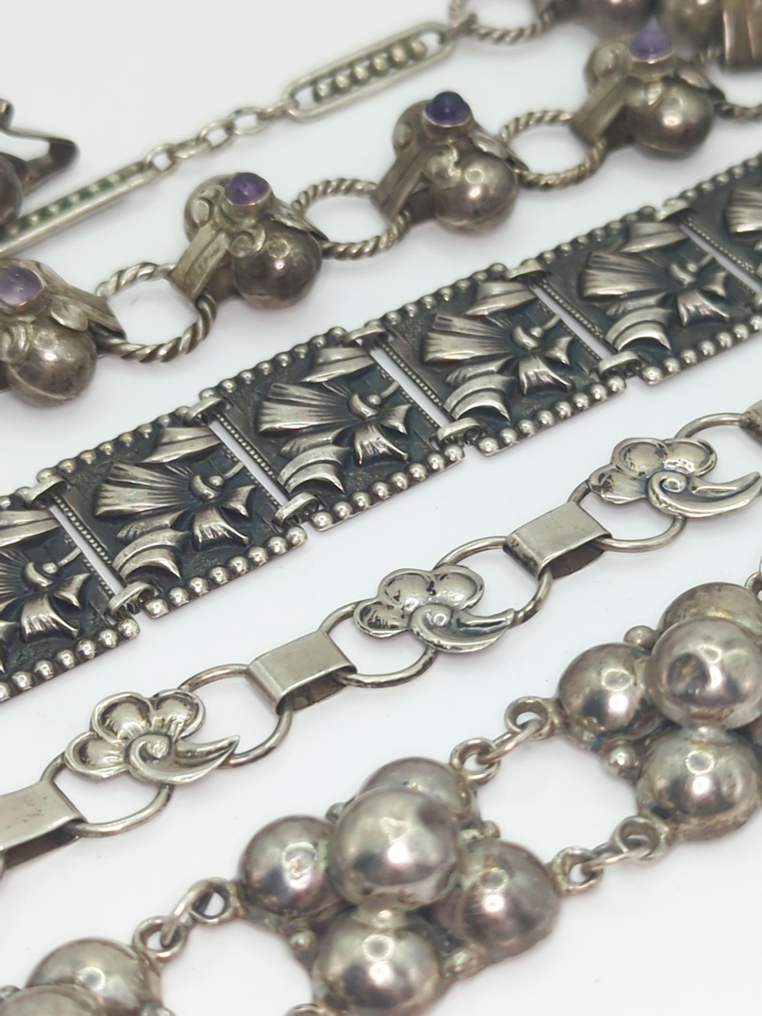 SCANDINAVIAN / MEXICAN; Four Modernist Silver Bracelets (1 of 12)