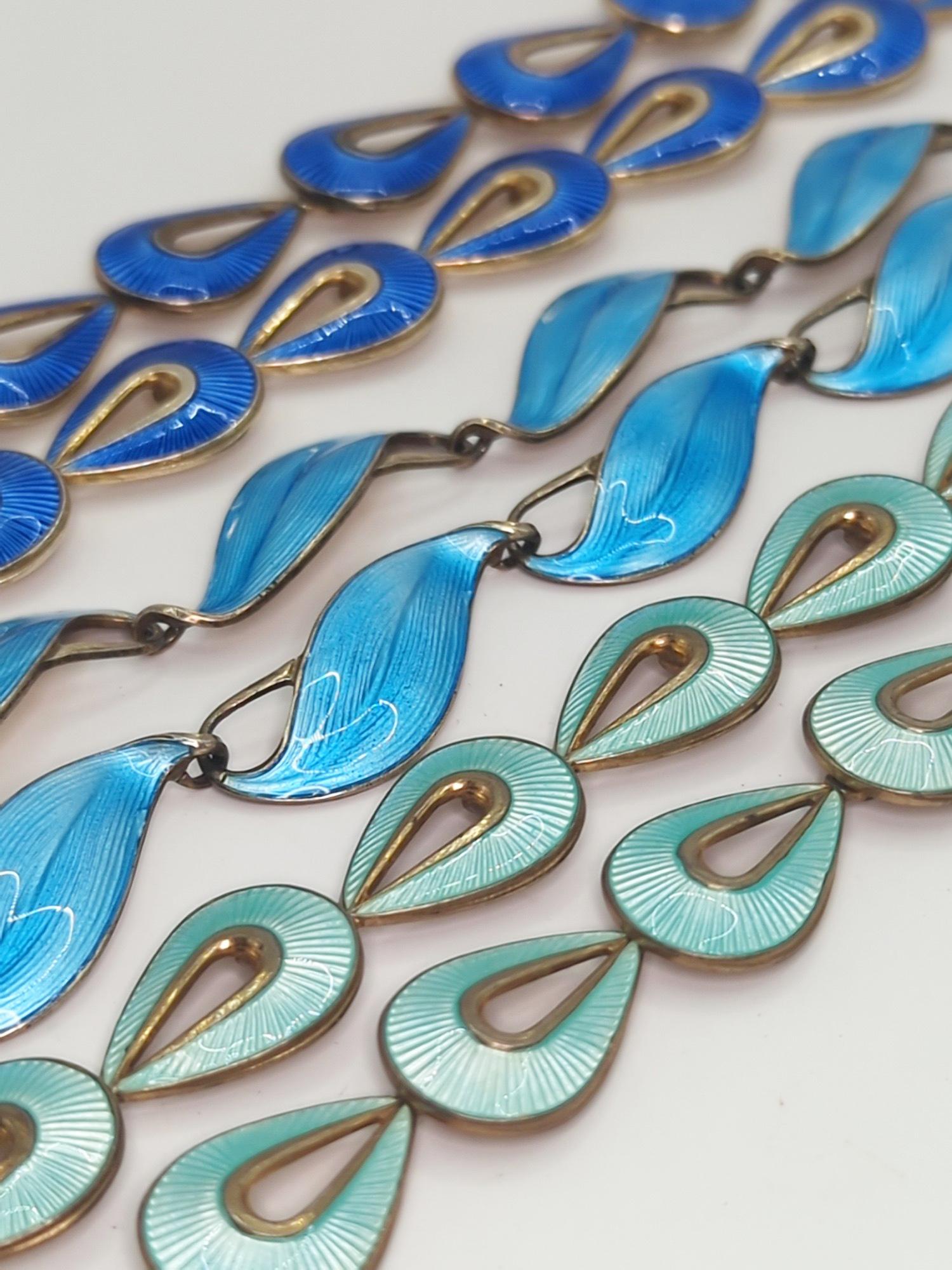 SCANDINAVIAN; Three Modernist Sterling Silver Enamel Necklaces (1 of 12)