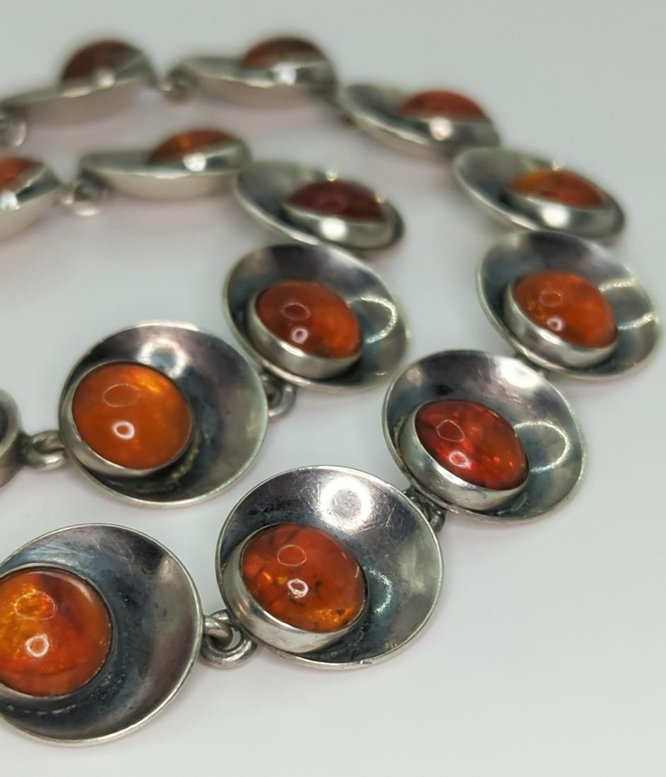 NIELS ERIK FROM; Modernist Sterling Silver Baltic Amber Necklace (1 of 6)