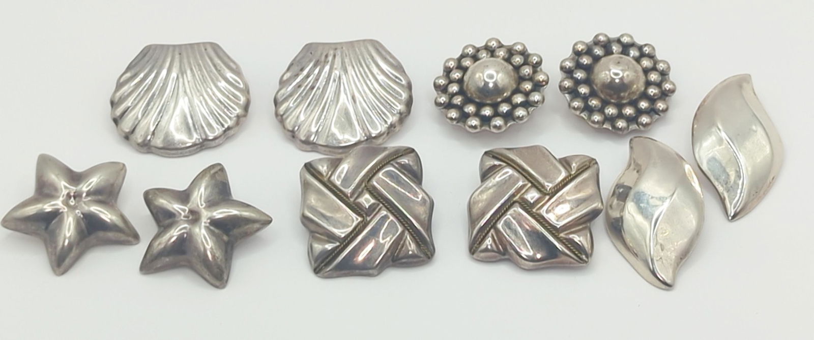 DULCE, TAXCO, ETC; Five Pair Modernist Sterling Silver Earrings (1 of 8)
