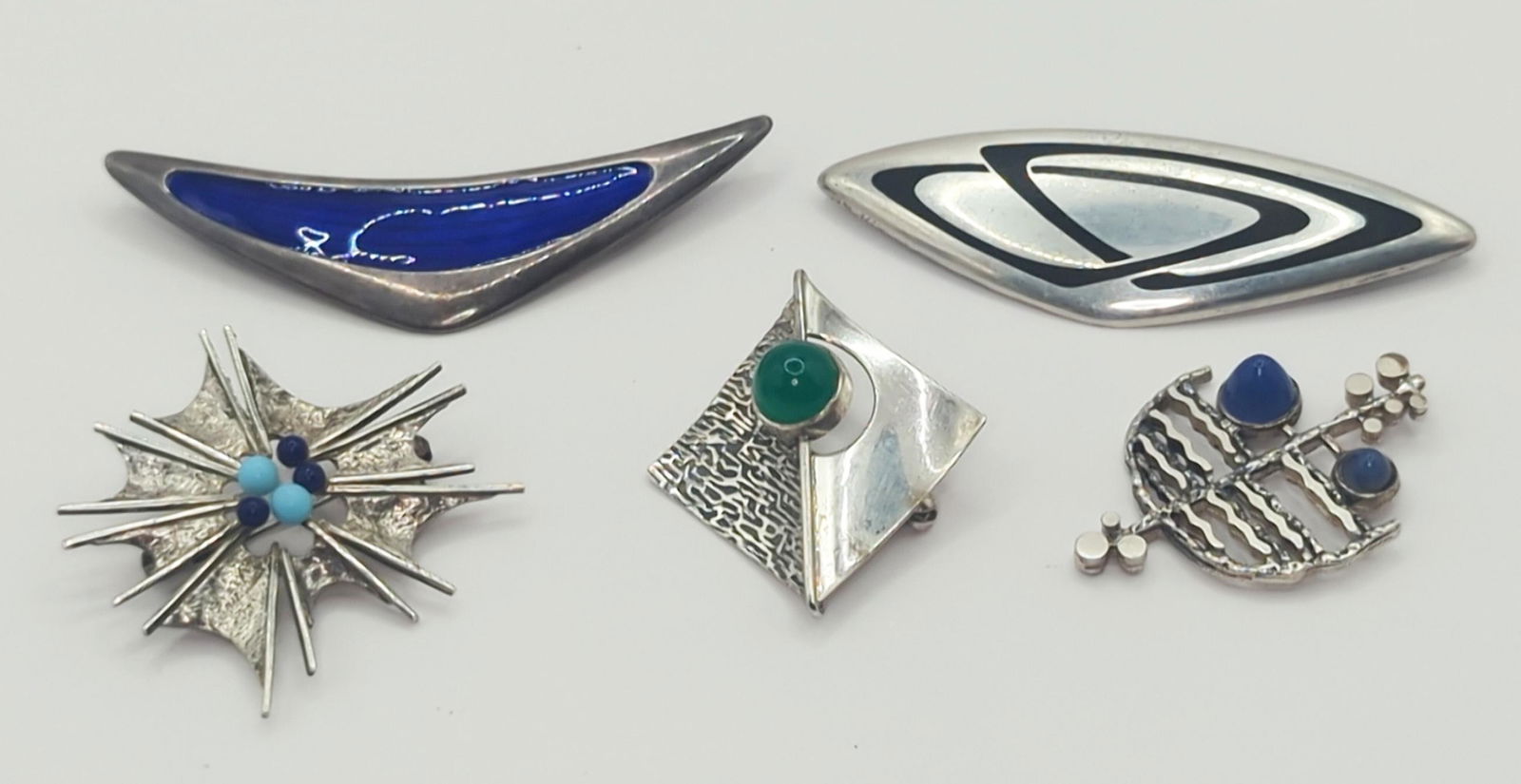 THOR SELZER, MEKA, SCANDINAVIAN; Five Modernist Silver Brooches (1 of 11)