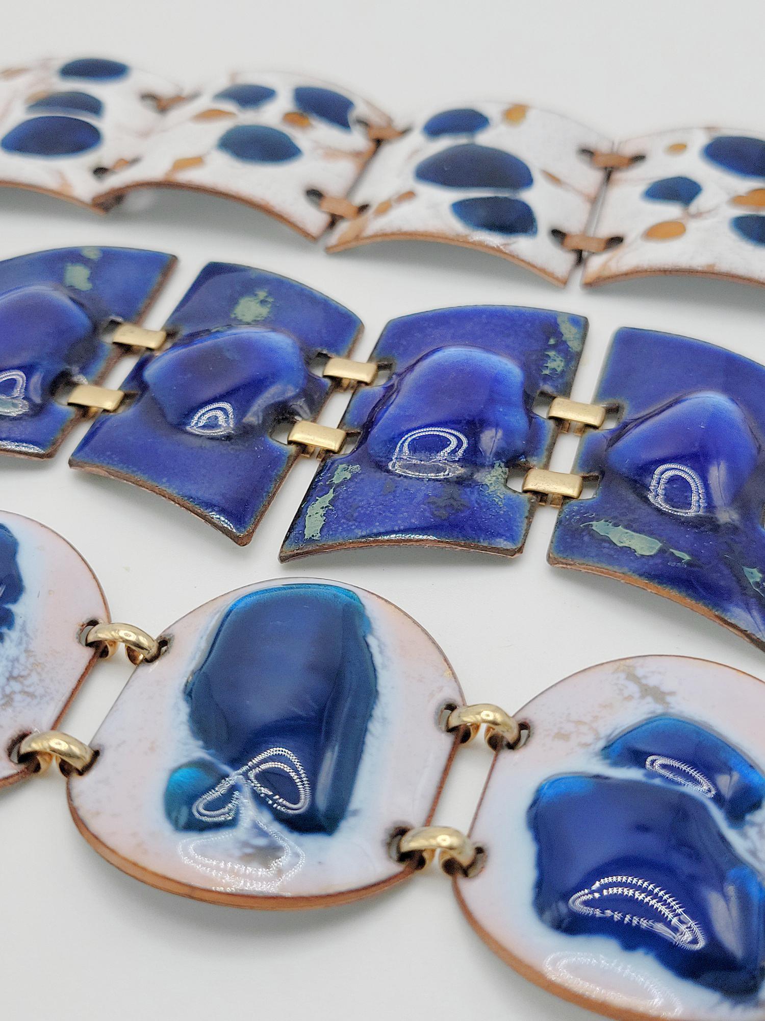KAY DENNING; Three Modernist Fused Glass Enamel Copper Bracelets (1 of 8)