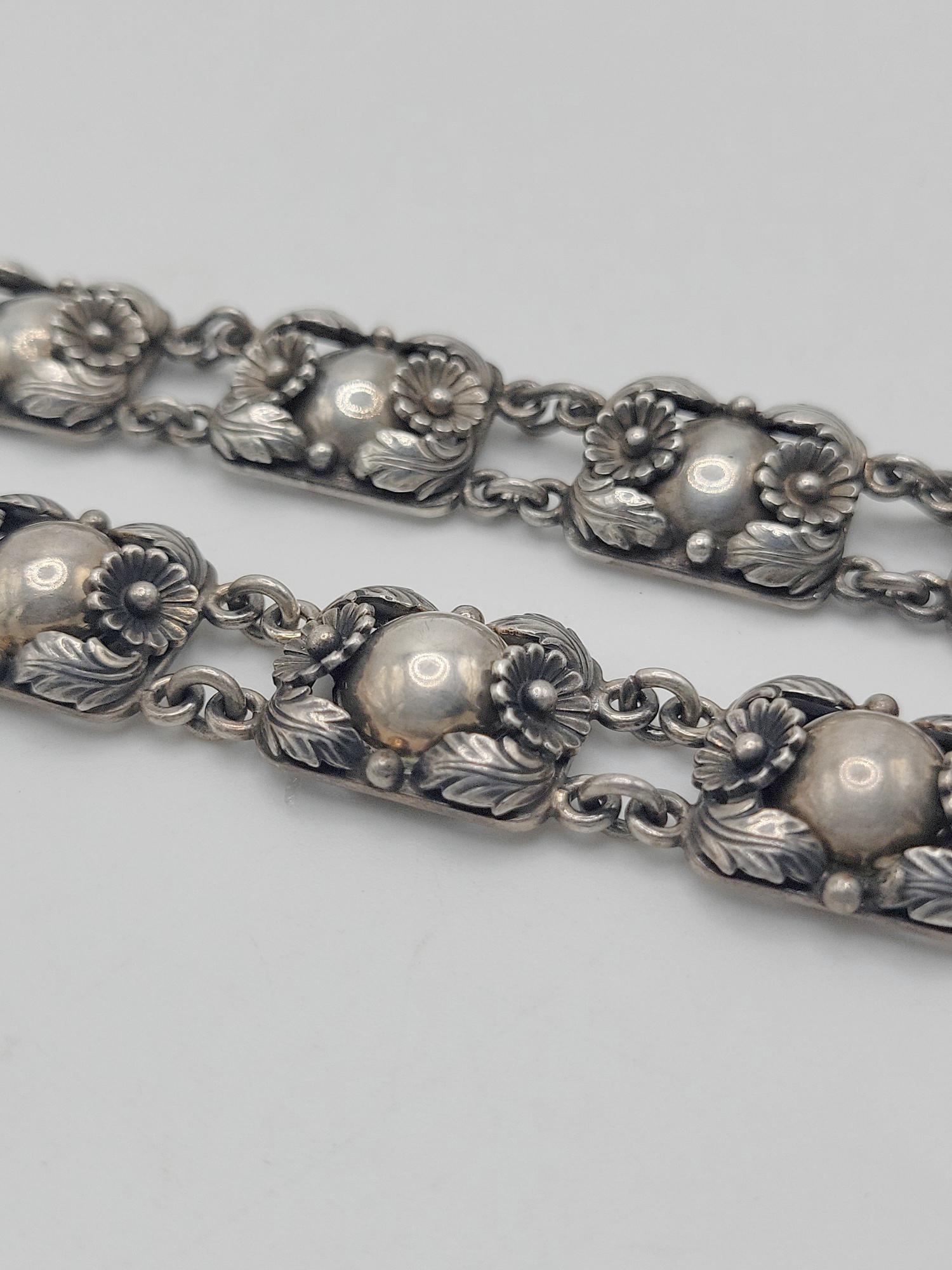 NIELS ERIK FROM; Modernist Sterling Silver Jewelry Suite: Danish, 20th century. Necklace length 14 1/2", bracelet length 7 1/4", width 5/8", 99 grams. Good condition.
