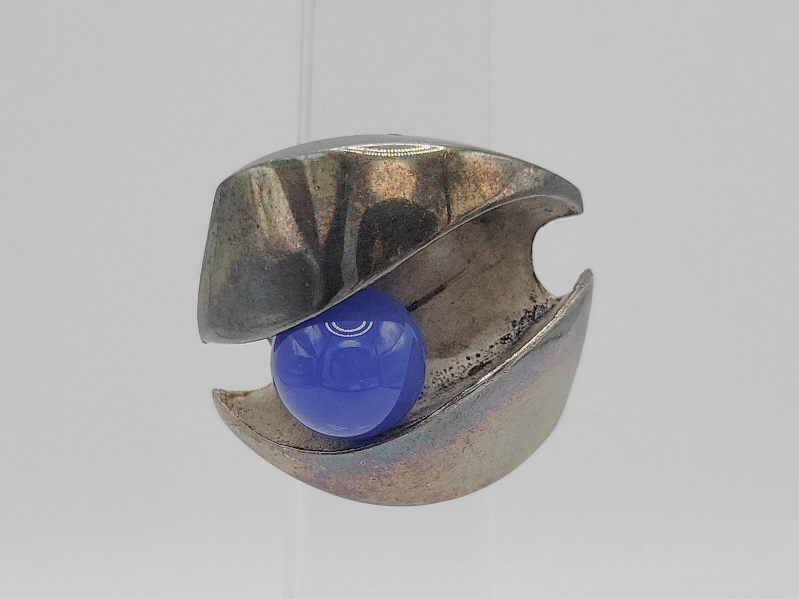 MATTI HYVARINEN; Modernist Sterling Silver Blue Chalcedony Ring (1 of 6)