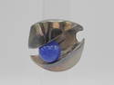 MATTI HYVARINEN; Modernist Sterling Silver Blue Chalcedony Ring