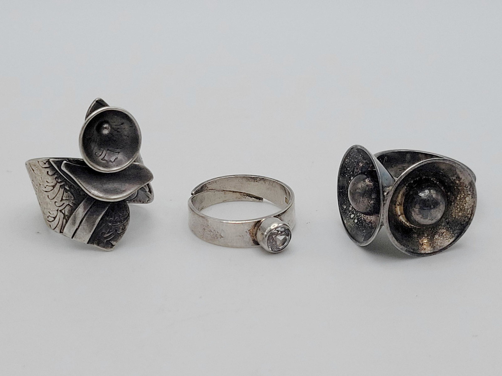 SCANDINAVIAN / VARIOUS MAKERS; Three Modernist Silver Rings (1 of 7)