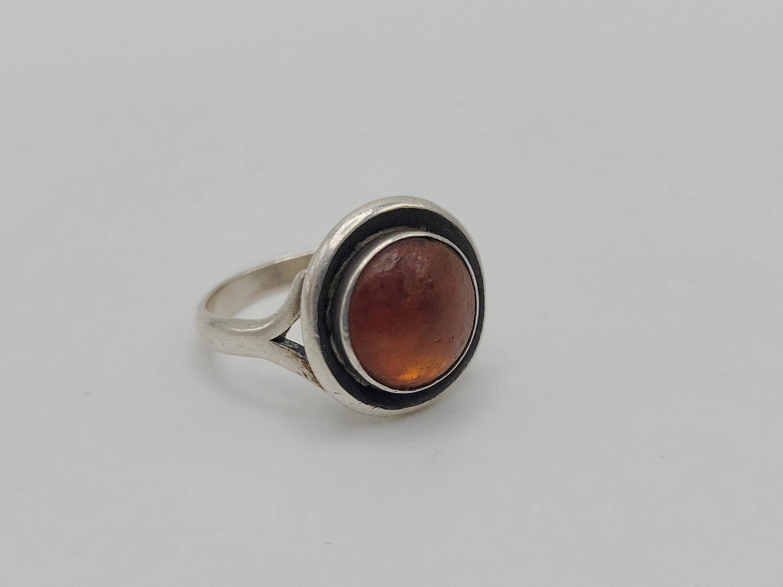 NIELS ERIK FROM; Modernist Sterling Silver Baltic Amber Ring (1 of 5)