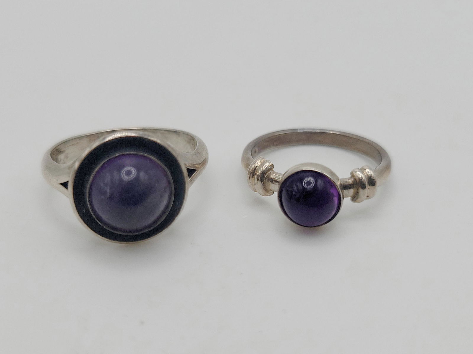 NIELS ERIK FROM; Two Modernist Sterling Silver Amethyst Rings (1 of 6)
