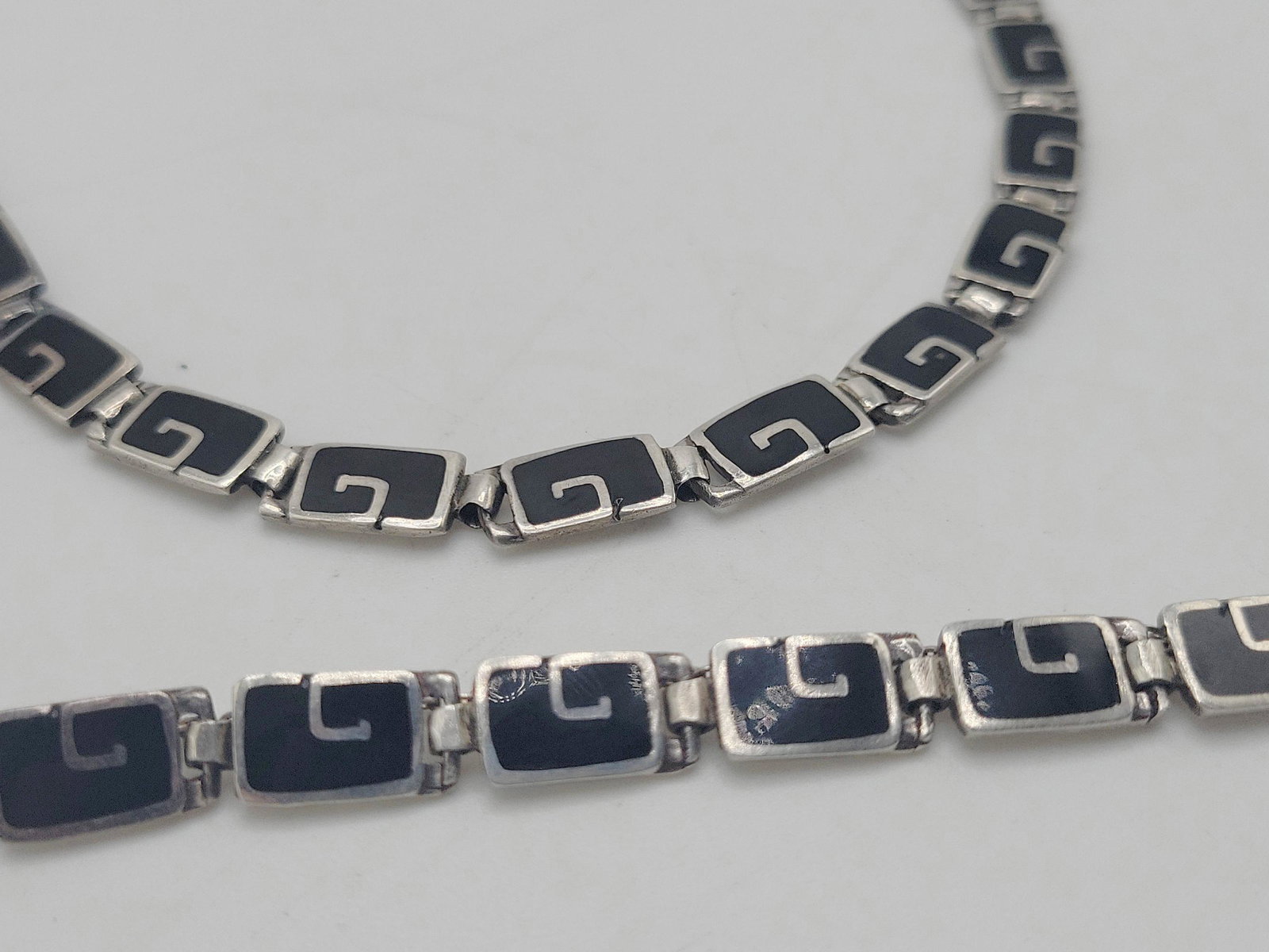 MARGOT DE TAXCO; Modernist Sterling Silver Onyx Jewelry Suite (1 of 5)