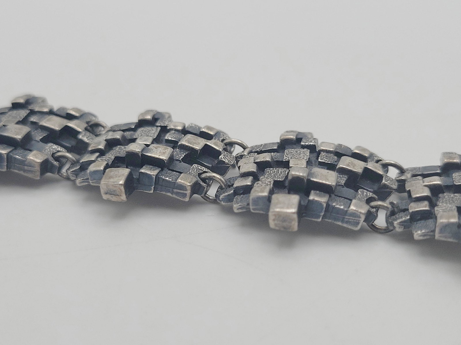 MEXICO; Modernist Silver-Tone Brutalist Bracelet (1 of 5)