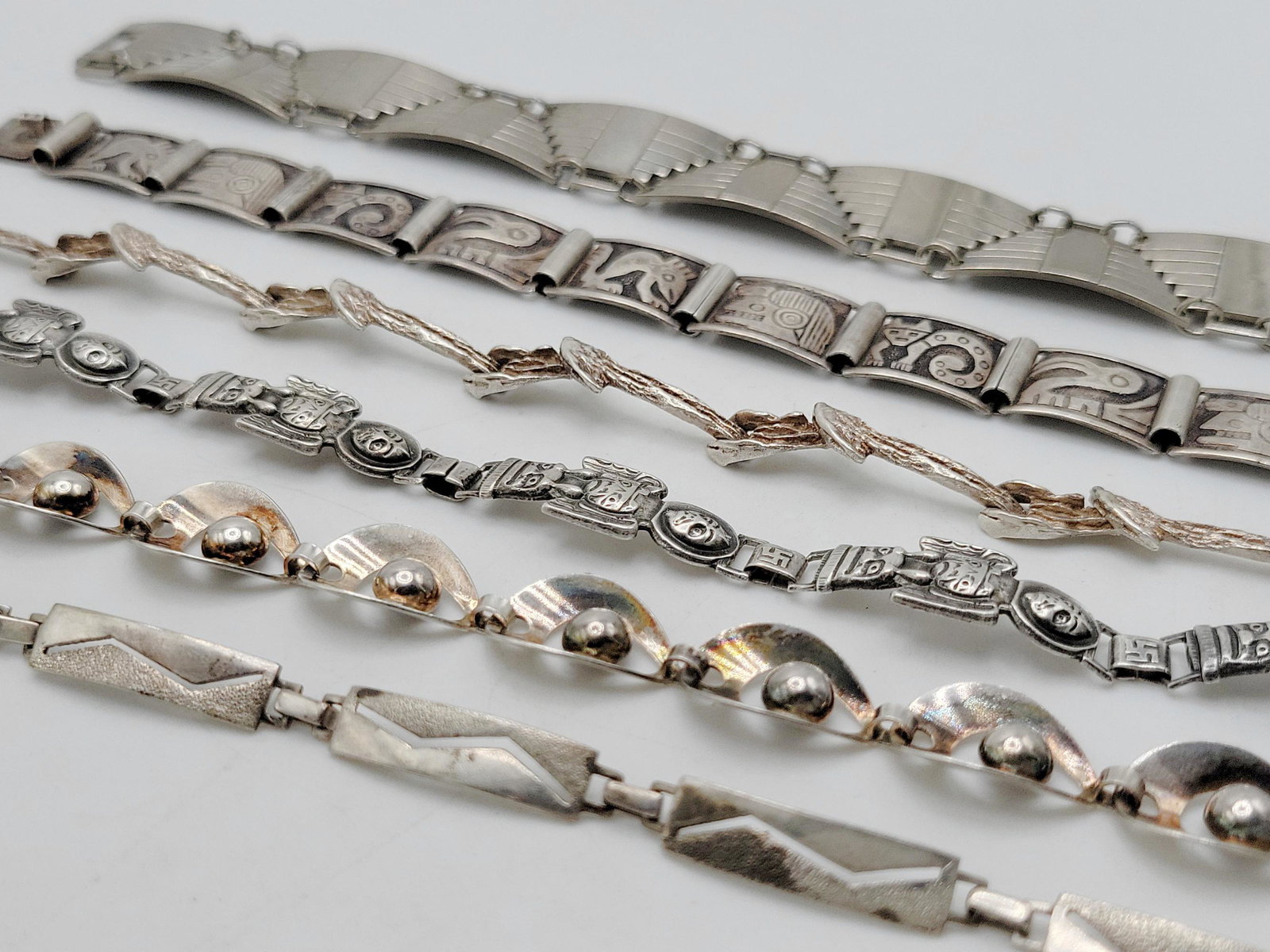 MODERNIST JEWELRY; Six Sterling Silver Bracelets (1 of 5)