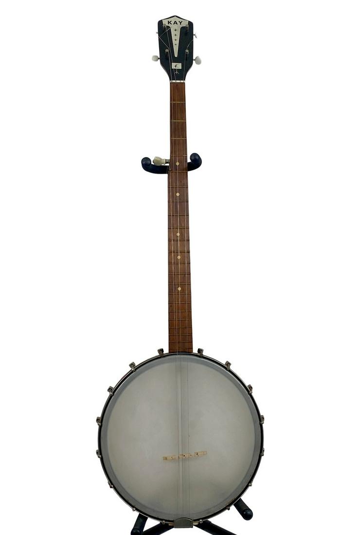 Kay Vintage 5 String Banjo: very good overall. case included. All lots in this auction have been inspected for major cosmetic flaws or damage. Any major visible damage has been noted in the description of the items. Please use o