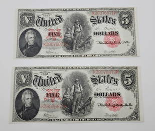 Fr. 91 $5 1907 Legal Tender Consecutive Serial Number Run, 12 Notes