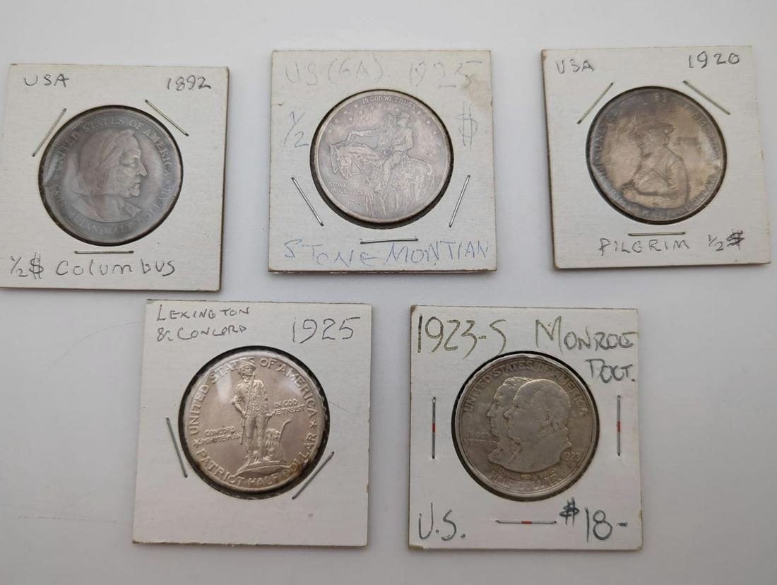 (Lot of 5) U.S. Commemorative Silver Half Dollars (1 of 7)