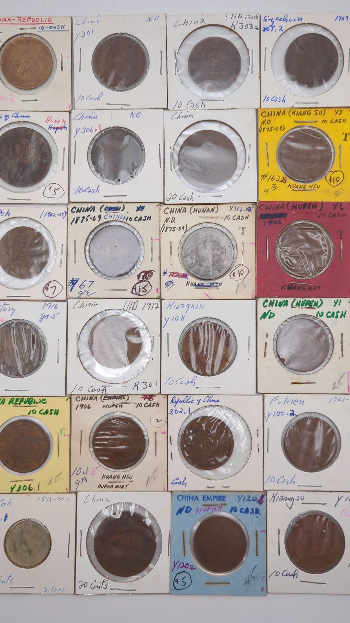 [CHINA] (Lot of 48) 19thC / 20thC Copper and Silver Coins (1 of 18)