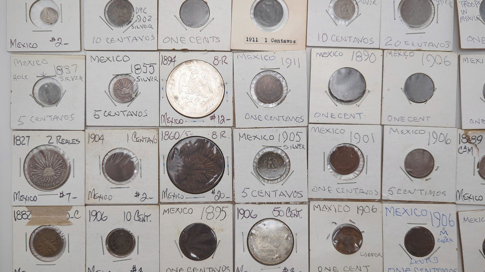 [MEXICO] (Lot of 15) 19th/20th Century Silver and Copper Coins (1 of 17)