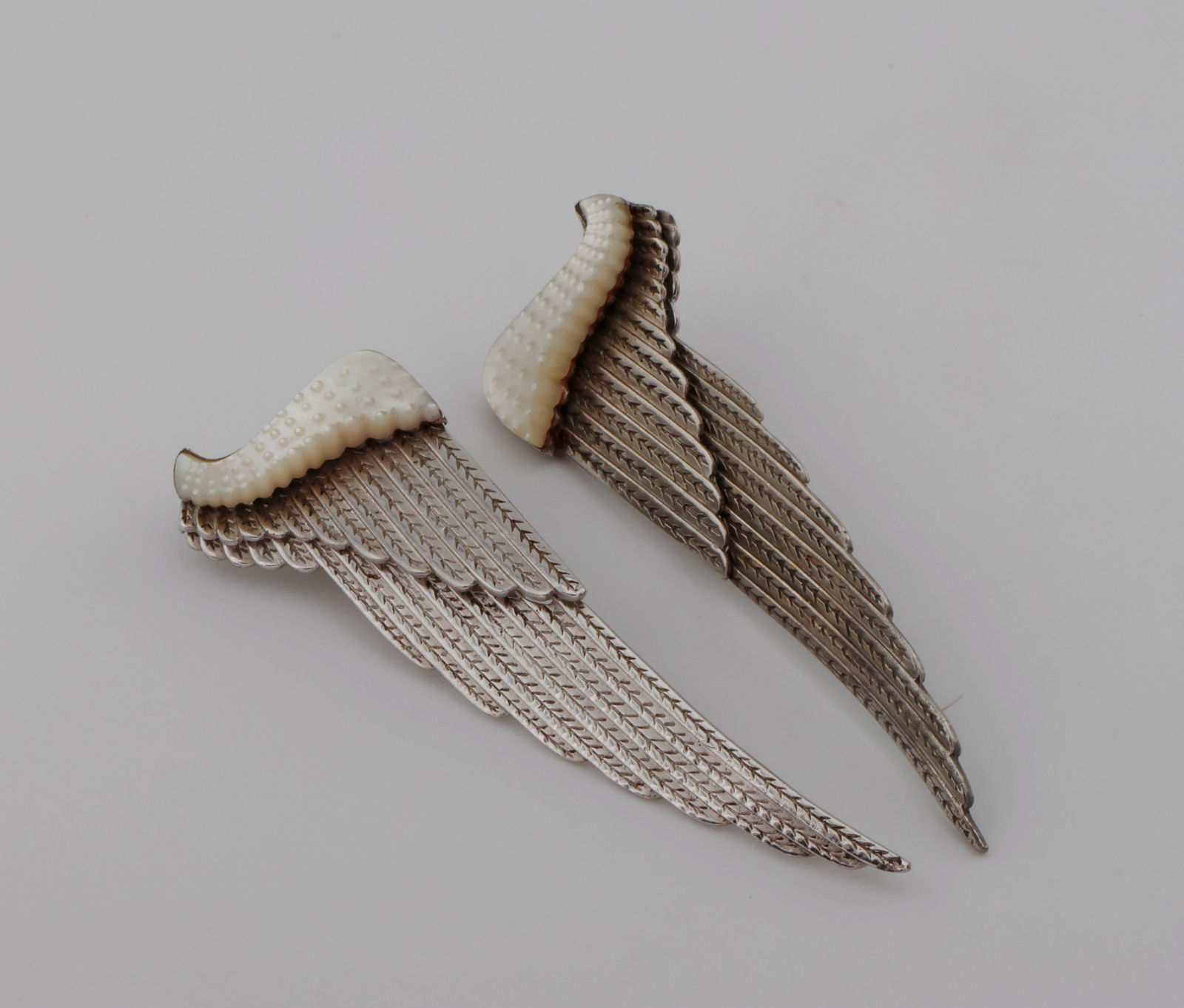 ERTE Legerete Sterling Silver & 14kt Gold Winged Omega Back Earrings (1 of 6)