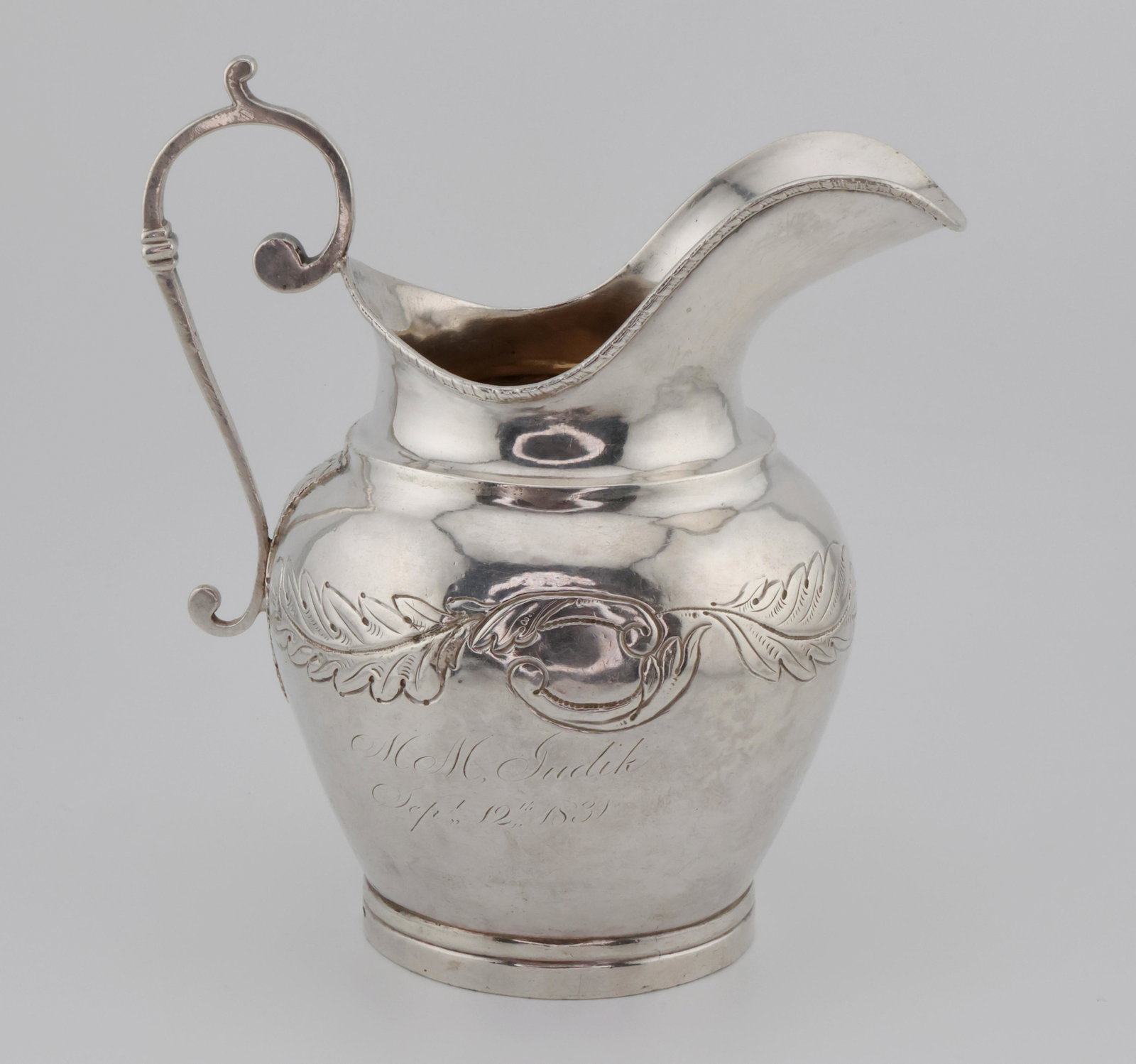 Early Kirk Coin Silver Creamer 4.8 ozt. inscription & date 1831 (1 of 6)