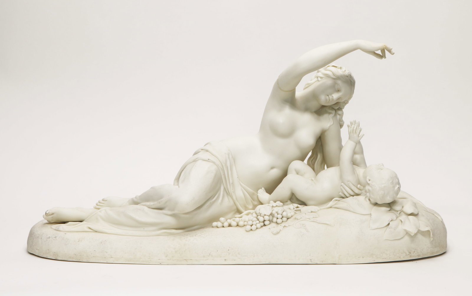 Copeland Parian Ware "Ino And Bacchus" Figure After John Henry Foley: Appx. 21" wide x 10 1/2" tall. Restoration or losses to fingers, arms, and toes.