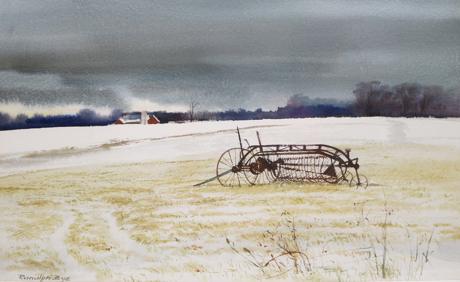 Ranulph Bye (1916-2003) "Winter Overcast Plumstead" Watercolor Painting (1 of 5)