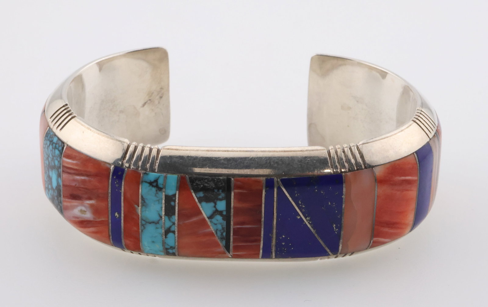 Sterling Silver W.P. Multi Stone Cuff Bracelet 2.4 ozt. (1 of 6)