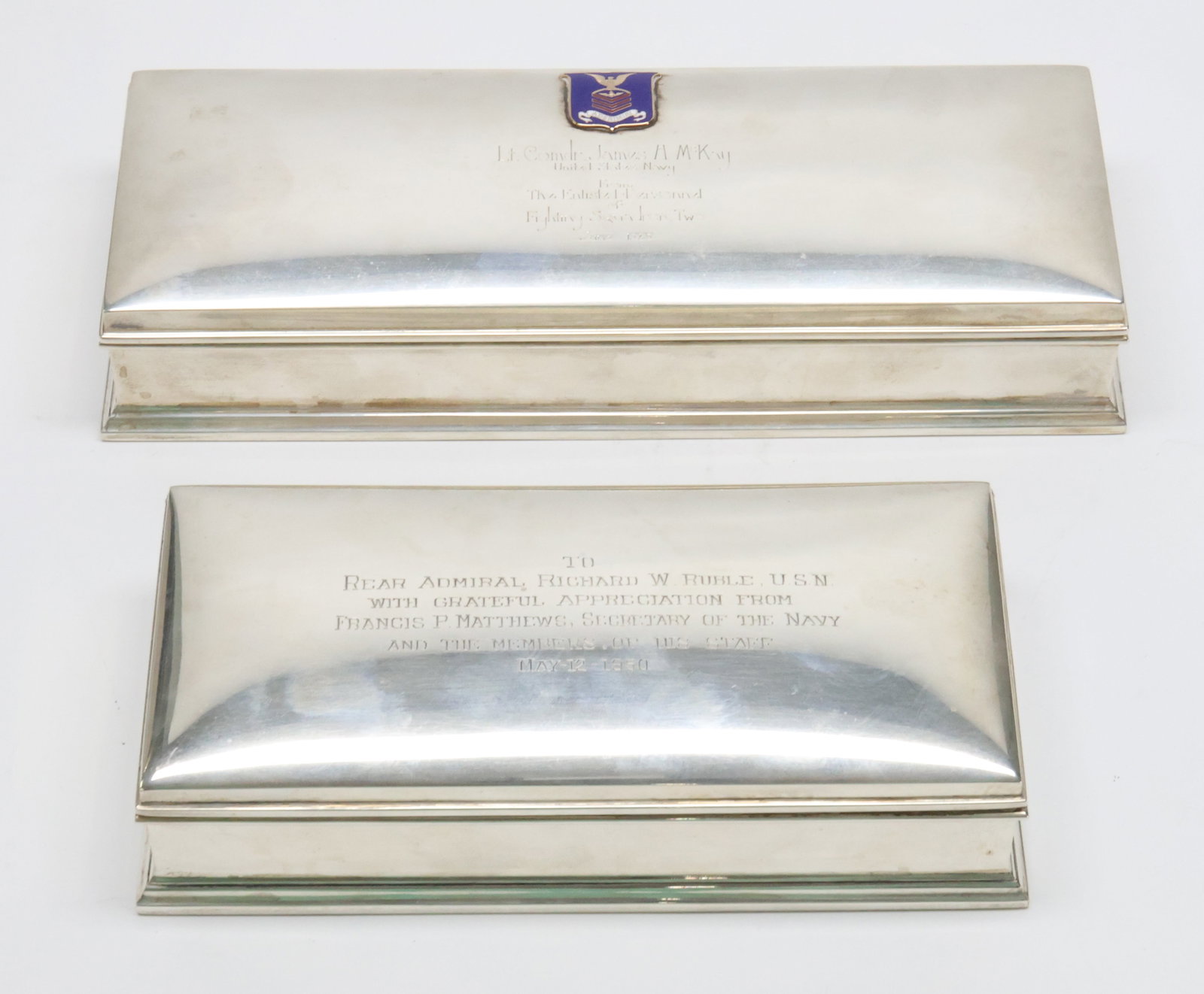2 Gorham Sterling Silver Boxes with Military Presentations  33.4 ozt. Tw. (1 of 10)