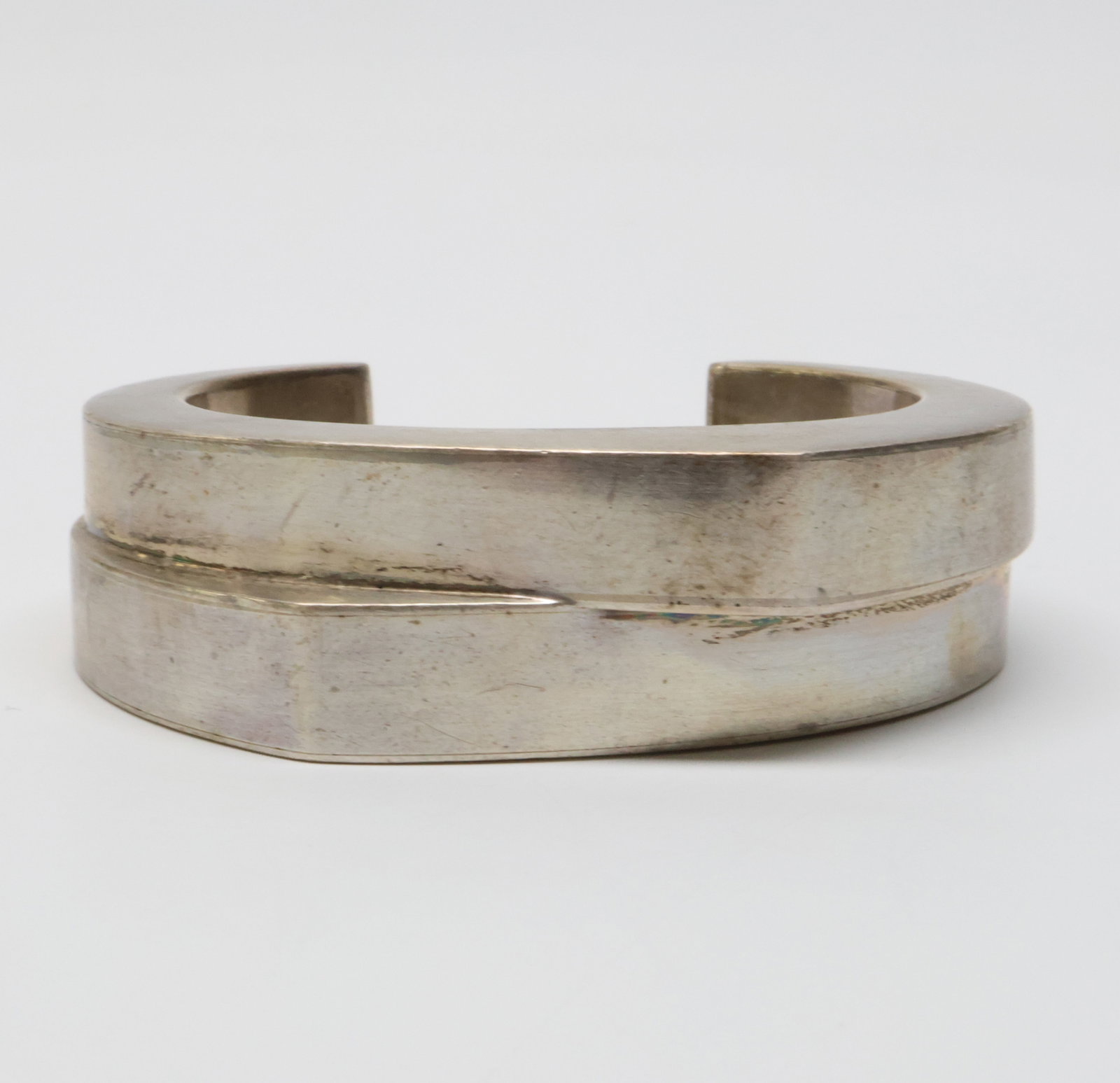 CHRISTIAN HEISE; Modernist Sterling Silver Cuff Bracelet (1 of 4)